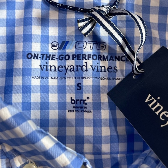 NWT Vineyard Vines Small OTG On the Go Brrr Blue and White Checkered Shirt - Picture 4 of 8
